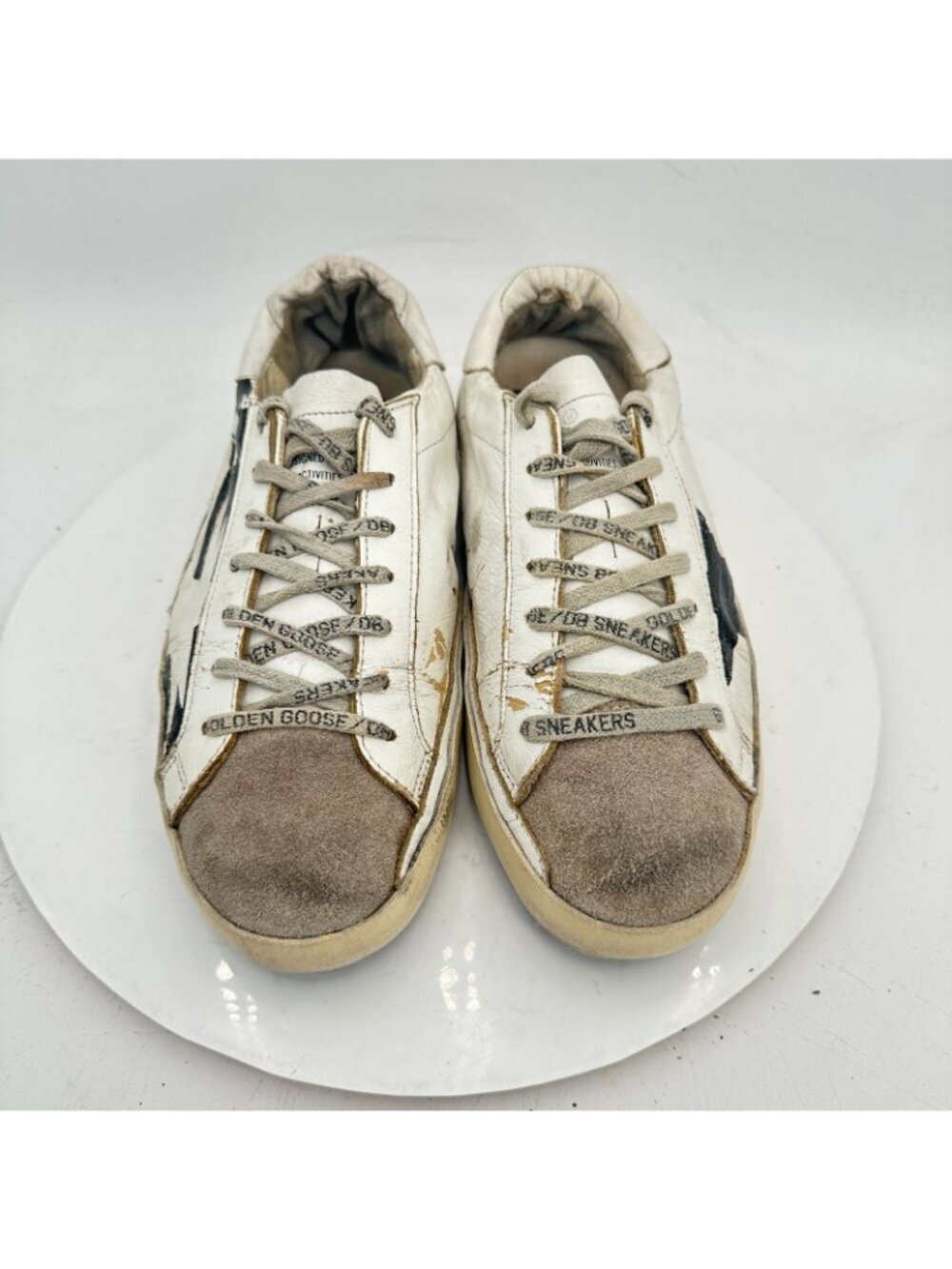 Golden Goose Men Size EU 40 US 7 White Black Leather Suede Low Top Casual Shoes - Picture 3 of 11